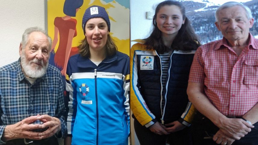 René Matossi erinnert sich gerne an seine Zeit als Voluntari, während sein Enkel, Enrico Matossi, mit Freude im Einsatz steht. Auch Ernst Bachofen und Anik Dobler gefällt die Arbeit als Voluntari. Fotos: Selina Bisaz