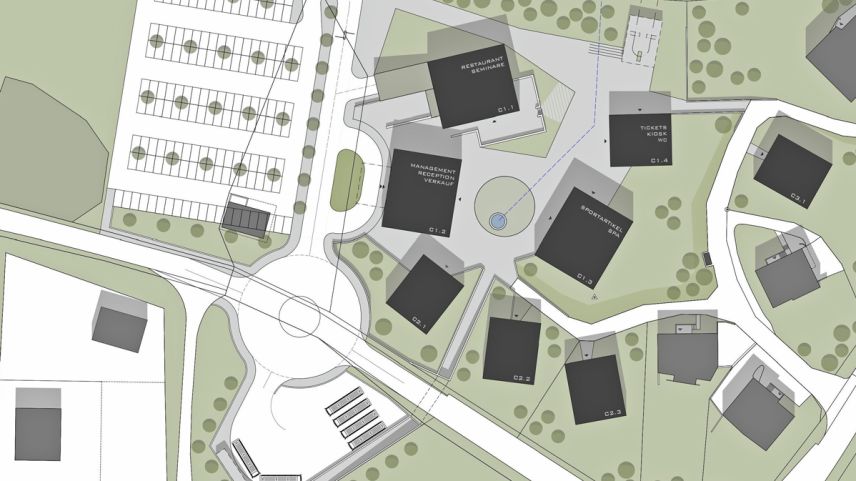 Il suveran dal cumün da Val Müstair ha approvà la fin d’eivna ils quatter affars in connex cul proget La Sassa / Minschuns (illustraziun: Domenig Architects).