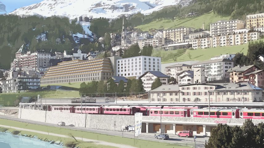 Das geplante Gesundheitsbad könnte vielleicht auch so aussehen: Weniger hoch, dafür breiter und deshalb vielleicht konsenfähiger. Rendering: Tesa/Sauter/Pensa