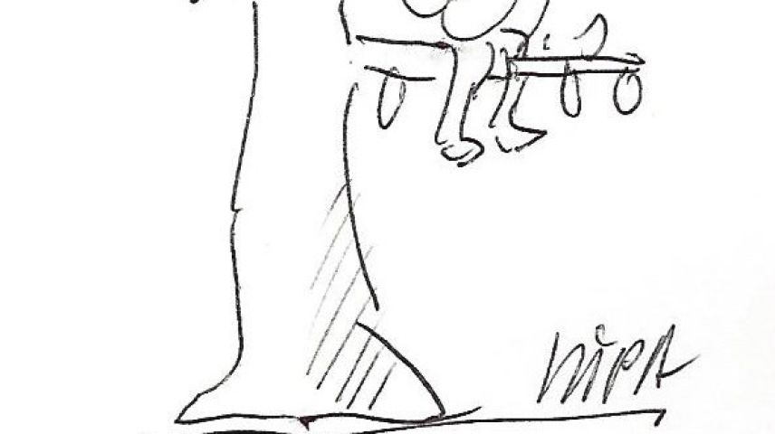 Tipica figüra da comic da Jürg Parli: Il sfarinel sül bös-ch (illustraziun: mad).