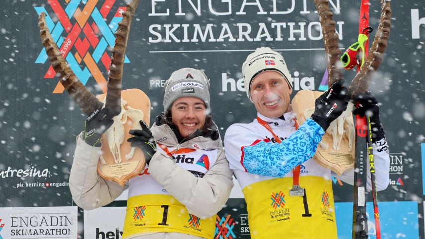 Der Norweger Haga Magne läuft bei den Herren als erster über die Ziellinie. Bei den Frauen gewinnt Giuliana Werro. Foto: swiss-image.ch/Bild Andy Mettler