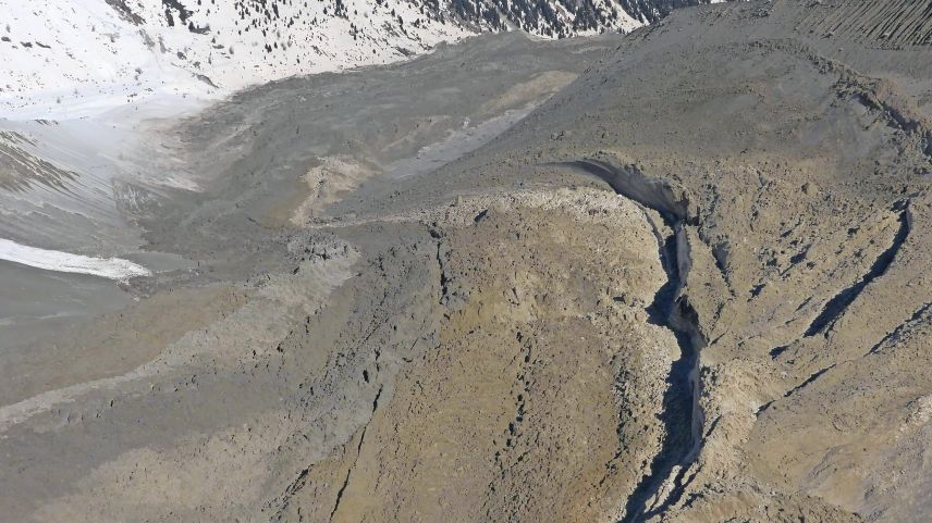 Die Val Roseg nach dem Bergsturz. Foto: Gemeinde Samedan