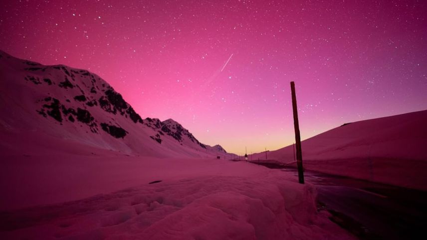 Polarlichter auf dem Flüelapass. Leserbild: Raphael Selim Zeller