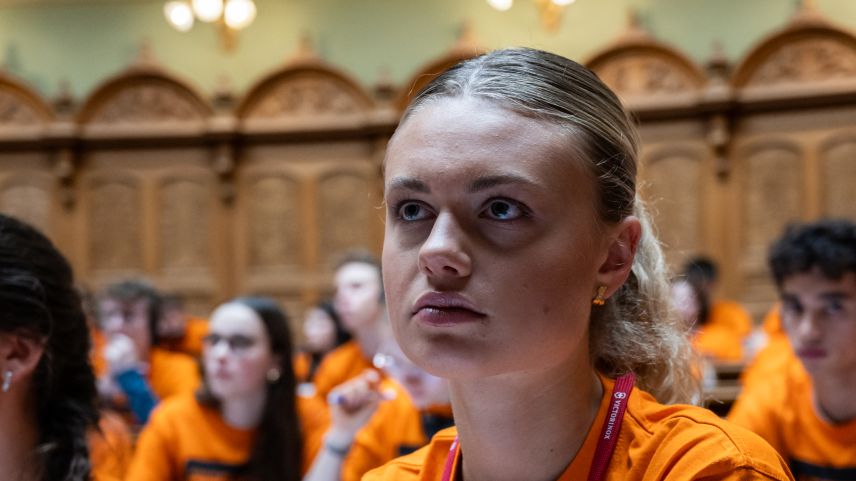 Alexa Palombo bei ihrer ersten Teilnahme an der Jugendsession. Foto: Léa Vaney, SAJV