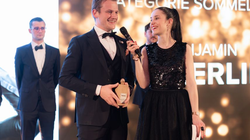 Benjamin Zimmerling bei der Preisübergabe des «marmite youngster 2025» im Dolder Grand Hotel in Zürich. Foto: Tyro Media Group