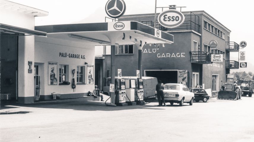 Tankstellen wie sie Heute nicht mehr anzutreffen sind. Foto: Garage Pfister Samedan