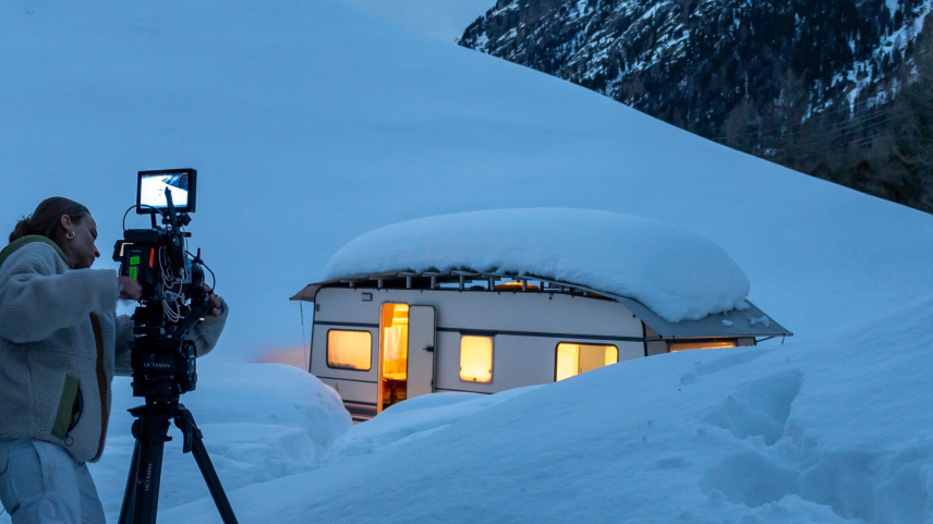 Drehort Camping Morteratsch. Foto: Zenka Films