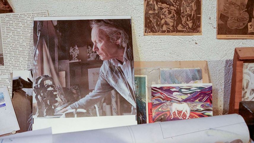 Das Bildhaueratelier von Pedretti in Celerina verströmt den Geist des Künstlers, so, als würde er jeden Augenblick zurückkommen. Foto: Jon Duschletta