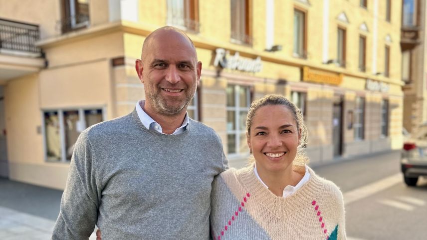 Die neuen Gastgeber des Hotels Engadinerhof in Pontresina: Pascal Esche und Nina Lang-Esche. Foto: z.Vfg 