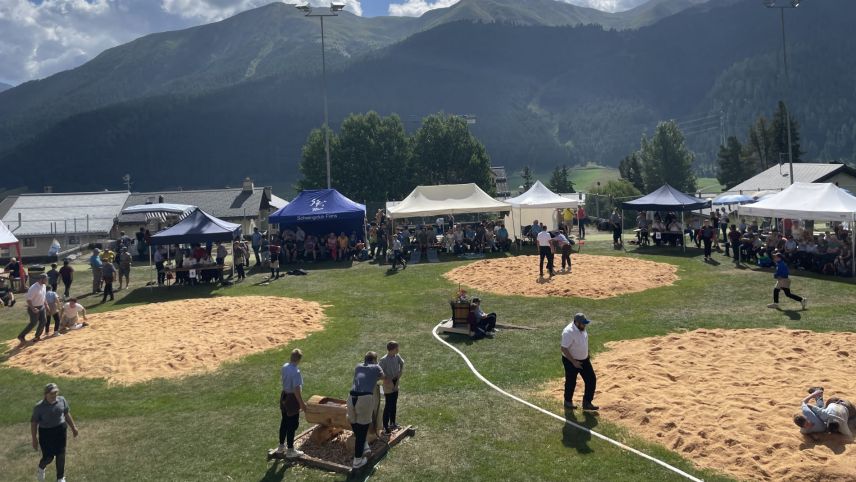 Auf drei Sägemehl-Ringen finden die Wettkämpfe gleichzeitig statt. Foto: Fadrina Hofmann