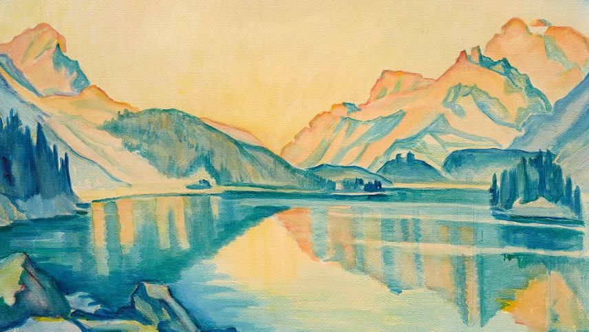 L’aquarel da Clara Porges cul Lej da Segl vain inchanto a Turitg. fotografia: mad