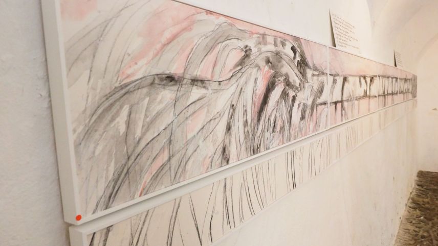 Martin Ruchs entwurzelte Bergeller Birke wird unter anderem derzeit in der Rimessa Castelmur ausgestellt.