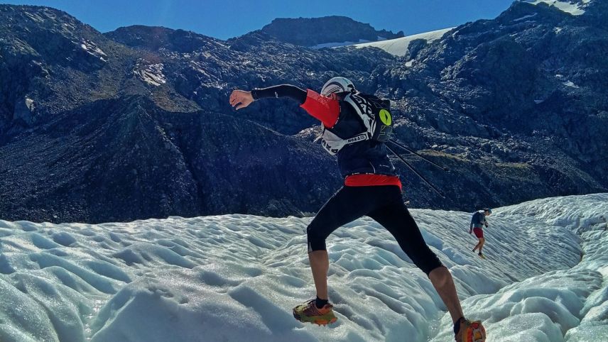 Der Marathon der Bernina Ultraks führt über die Gletscherlandschaft des Berninamassivs.	Foto: Denise Kley