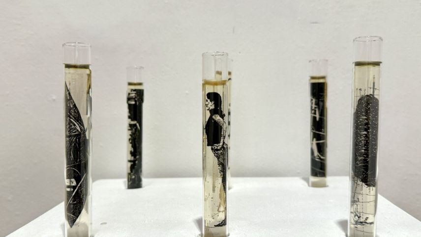 Kunst in Laborgläsern.  Foto: Fadrina Hofmann