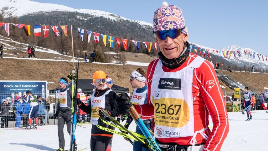 Constant Sarott (Samedan, Scuol): "Fich bunas cundiziuns, eir schi d'eira vaira greiv, süls lajs ün pa lisch e dafatta sül stutz da Staz d'eira la prüma jada ün pa ün glatschin." fotografia: Jon Duschletta