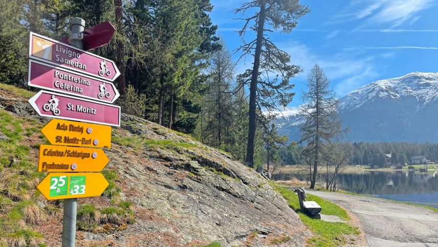 Gemäss dem neuen Sachplan Velo können die Bündner Gemeinden den Kanton mit der Planung, der Projektierung und dem Bau des Velonetzes beauftragen. Die Region Maloja hat ein entsprechendes Commitment abgegeben, der Kanton möchte mitmachen. Foto: Reto Stifel