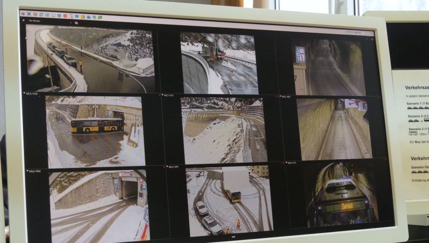 Sur quist visur vain survaglià tuot il trafic tras ed intuorn il tunnel. fotografia: Dario Müller