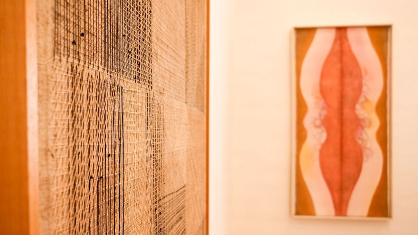 Mit dem Leinwandwerk «Form» (rechts) hat Ilona Keserü Geschichte geschrieben. Links das Werk «Faden», beide aus dem Jahre 1969.