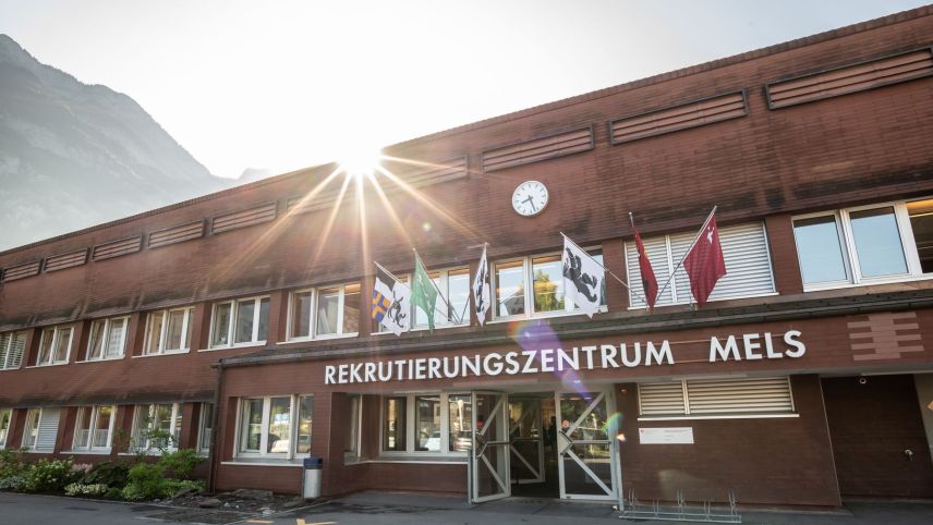 Das Rekrutierungszentrum in Mels beschäftigt rund 60 Mitarbeitende, welche zusammen 26 Vollzeitstellen besetzen. Foto: Mattias Nuff / © VBS/DDPS
