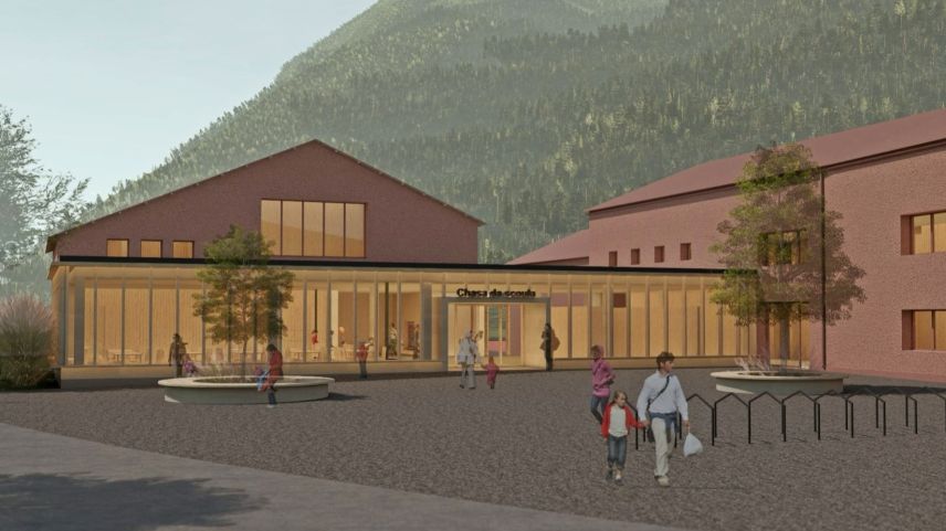 Visualisaziun dal proget da renovaziun pella scoula a Müstair chi prevezza investiziuns da 6,9 milliuns francs. La votumaziun correspundenta ha lö als 25 da mai (fotografia: mad).