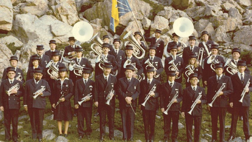 Die Musikgesellschaft St. Moritz in einer Archivaufnahme aus dem Jahr 1979. Foto: Fotoarchiv Hans Plattner