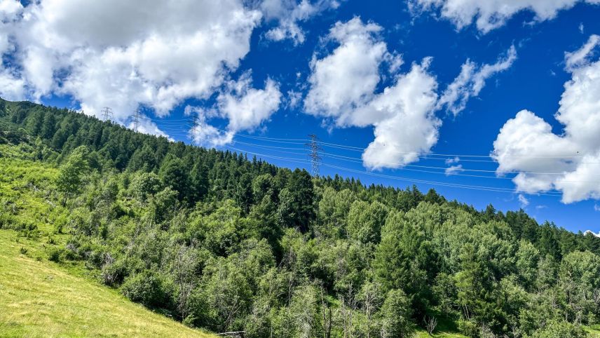 Die 380-kV-Höchstspannungsleitung in Richtung Albulapass.