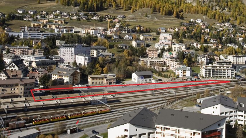 Ansicht des geplanten Verwaltungszentrums auf dem Bahnhofareal in Samedan. Foto: RhB/Archiv