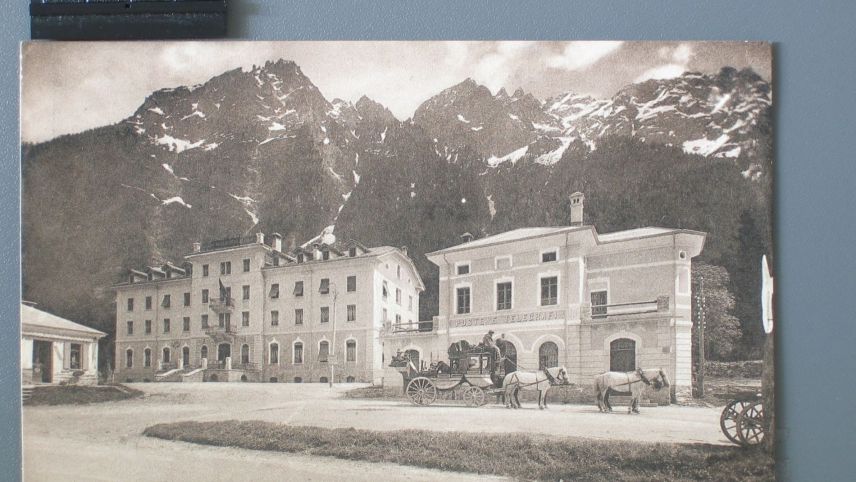 Ein Teil der ins Bergell Geflüchteten wurde in Vicosoprano im Hotel Helvetia interniert. Foto: Sammlung ETH