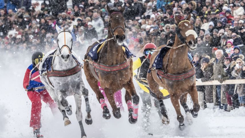Aus Zuschauersicht ist das Skikjöring das mit Abstand attraktivste Rennformat, das weltweit nur in St. Moritz ausgetragen wird. Archivfoto: Daniel Zaugg