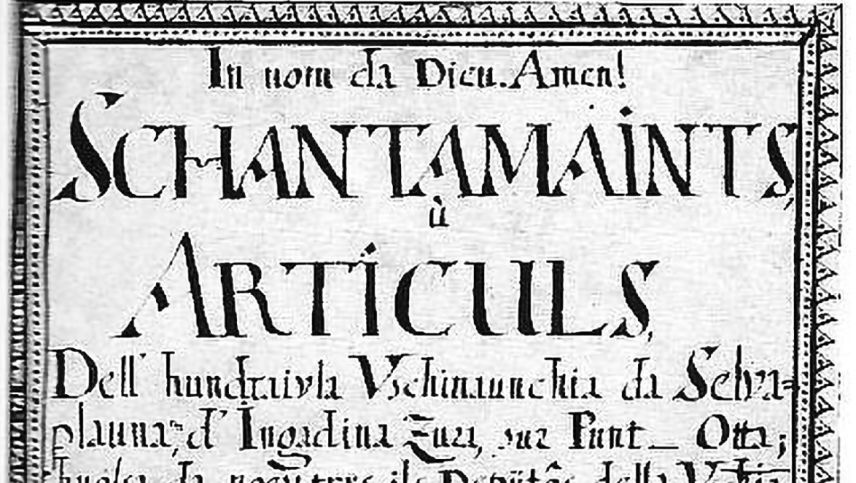 Dorfordnung von Silvaplana, 1671. Die erste überlieferte Dorfordnung ist noch älter: jene von Bever stammt aus dem Jahre 1584. Quelle: Rechtsquellen des Kantons Graubünden. 