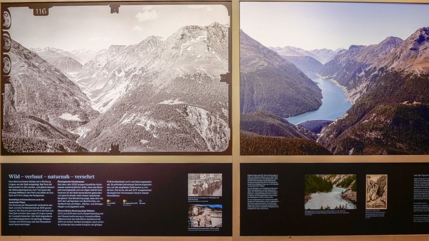 Markante Veränderungen haben nicht nur in der Landschaft des Schweizerischen Nationalparks stattgefunden, sondern auch im Bereich der Nutzung durch den Menschen. Blick vom Munt da Schera in Richtung Livigno 1935 und 88 Jahre später, im Jahr 2023. 