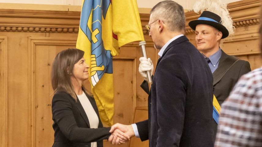 Isabel Wenger bei ihrer Vereidigung im Januar 2023. Foto: Reto Stifel