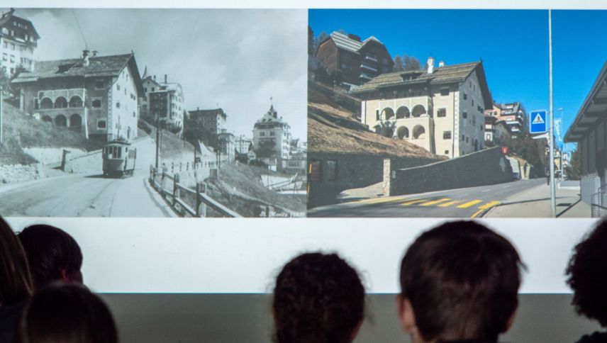 Als in St. Moritz noch das Tram fuhr brauchte es keine Fussgängerstreifen. Foto: Jon Duschletta