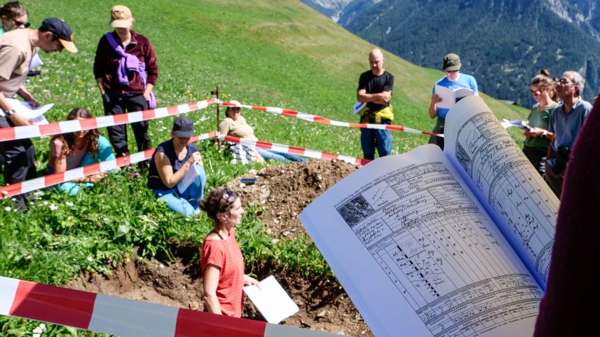 Grundlage der Diskussion, ob die Bodenbeschaffenheit in Sent der Klassifizierung des Phäozem entspricht oder nicht, war ein 1983 an praktisch gleicher Stelle erfasstes Bodenkartierungsprofil. Foto: Jon Duschletta