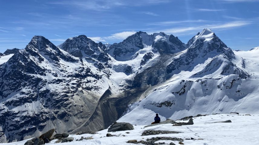 Das Gebiet nach dem Bergsturz mit der Anrissstelle im rechten oberen Drittel des Bildes. Foto: z. Vfg