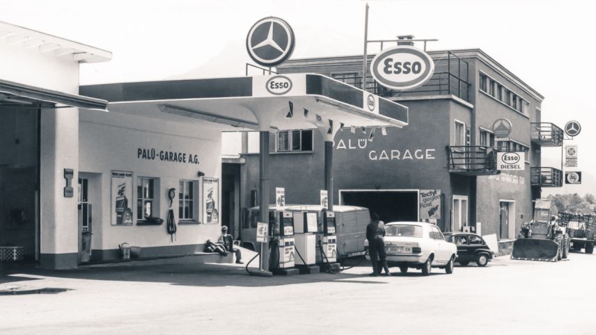 Tankstellen wie sie Heute nicht mehr anzutreffen sind. Foto: Garage Pfister Samedan