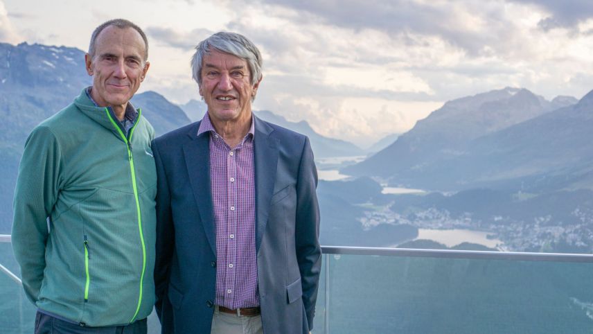 Duri Bezzola (links) hat das Präsidium der Pro Lej da Segl von Jost Falett übernommen. Foto: Reto Stifel