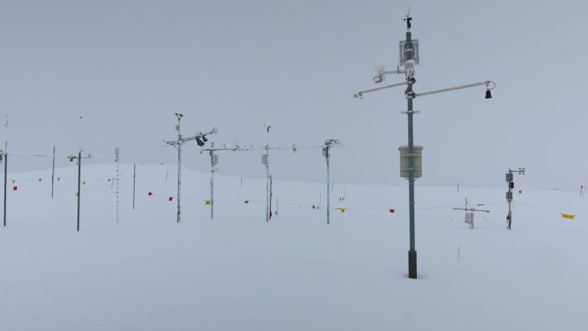 Das Forschungsfeld auf dem Weissfluhjoch. Foto: Jochen Bettzieche, SLF