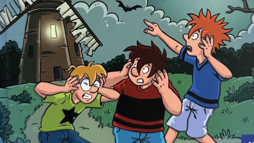 Il frontispizi dad  "Ils trais ??? kids- Il muglin palantin". fotografia: Uniun dals Grischs