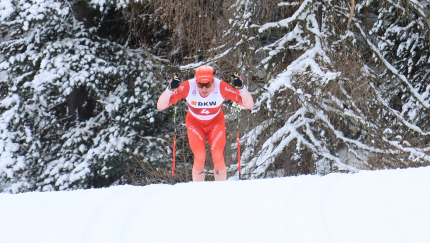 Niclas Steiger sicherte sich gleich zweimal Edelmetall: Silber über 10 Kilometer in der freien Technik und Gold über 10 Kilometer in der klassischen Technik. Foto: Nina Cantieni
