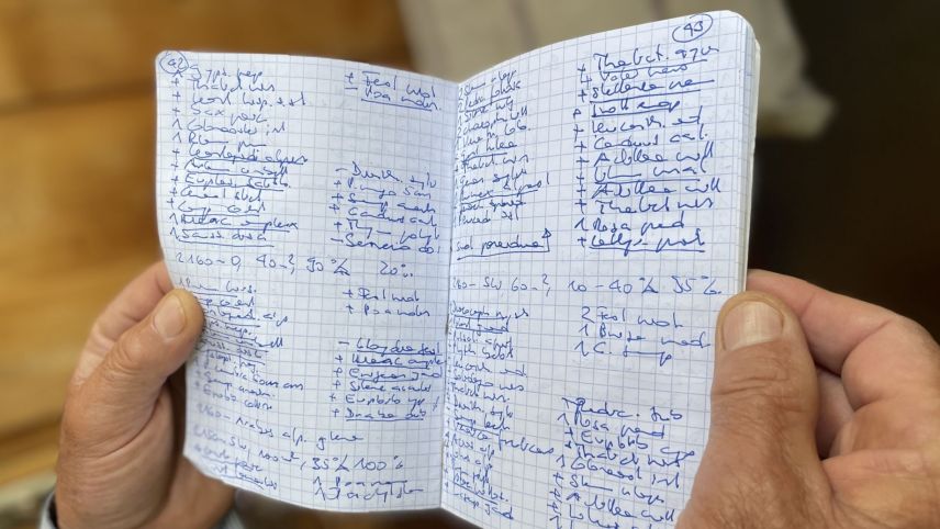 Unzählige Notizen hat der autodidaktische Botaniker verfasst. Foto: Fadrina Hofmann
