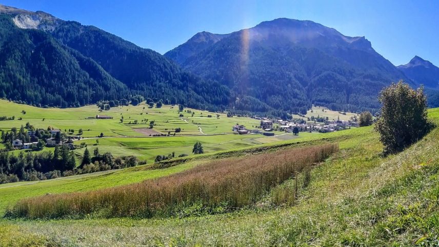 Il chomp da glin da Maischa Joos e Janic Andrin Spinnler suot Pütschai e sur Sta. Maria (fotografia: Caroline Schadegg).