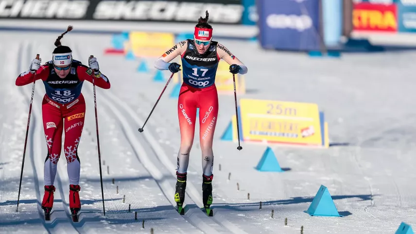 Marina Kälin (rechts) war auch am Neujahrstag beste Schweizerin. Foto: Nordic Focus