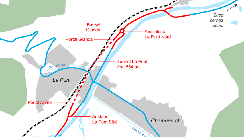 Übersichtsplan Umfahrung La Punt
