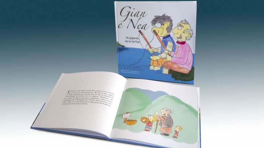 Il cudesch «Gian e Nea» da l’autur Andrea Gutgsell quinta l’istorgia dals gigants da la Val Fex (fotografia: Daniel Zaugg).