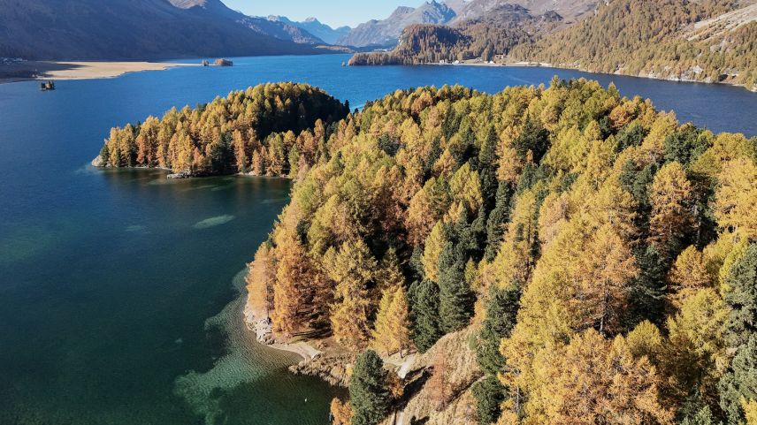 Die Halbinsel Chastè im Silsersee. Foto: Marco Rubin