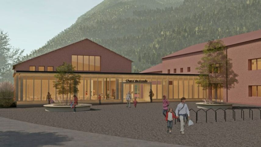 Visualisaziun dal proget da renovaziun pella scoula a Müstair, chi‘d es calculà cun investiziuns da 6,9 milliuns francs (fotografia: mad).