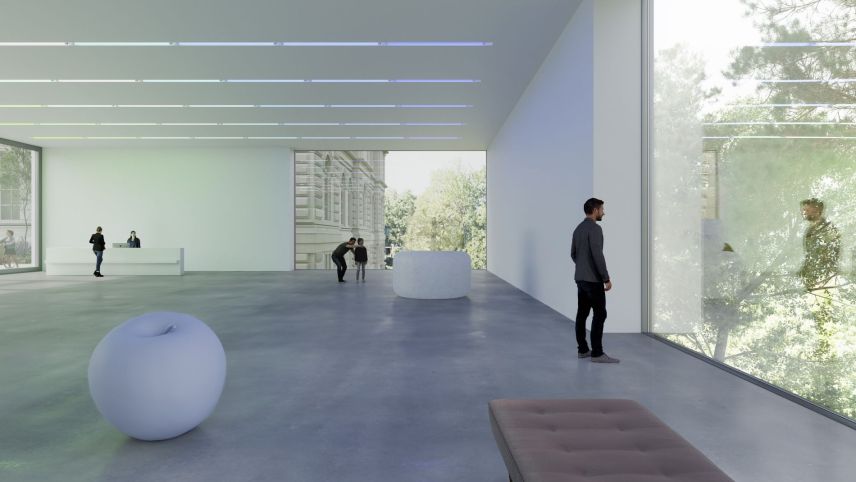 Die Sicht aus dem neuen Museumstrakt in den Wald am Aarehang soll Besucherinnen und Besucher durch das Museum begleiten und den Museumsbesuch, über die ausgestellte Kunst hinaus, zu einem speziellen Erlebnis machen.