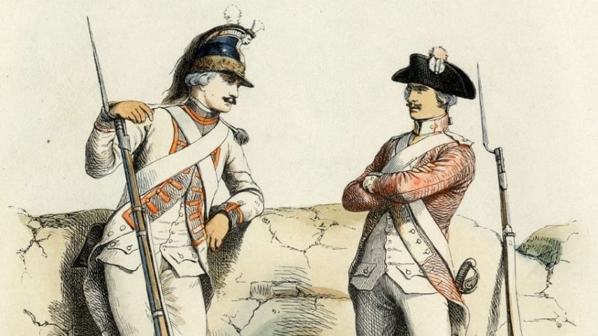 Ein Grenadier und ein Füsilier des Regiments Salis-Samedan, 1786. Foto: z.Vfg.