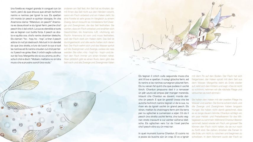 Die Zwerge erleben viele Abenteuer in der Natur. Illustration: Gammeter Media SA